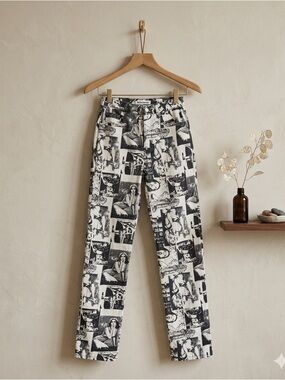 Reformation Cynthia High Rise Straight Jeans 24 Typical Girls Print NWT